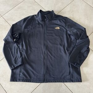 North Face Jacket Mens 3XL Blue Gold Logo Full Zip Zipper Pockets Outdoor Hiking